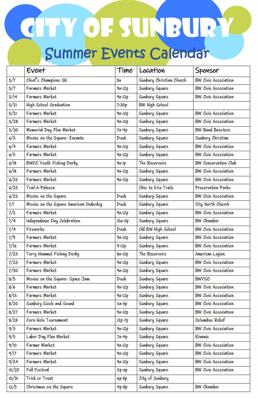 Summer 2022 calendar